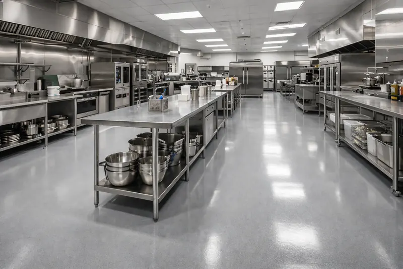 Commercial kitchen seamless epoxy floor Miami