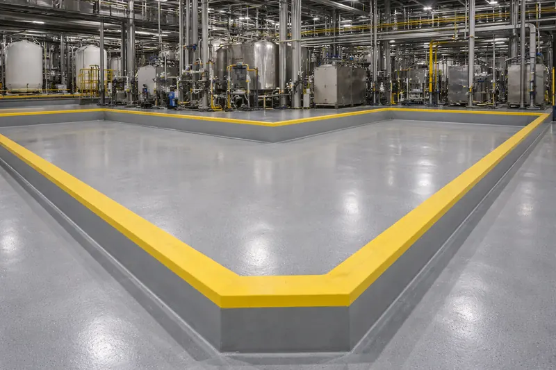 Secondary containment area with chemical-resistant floor coating Miami