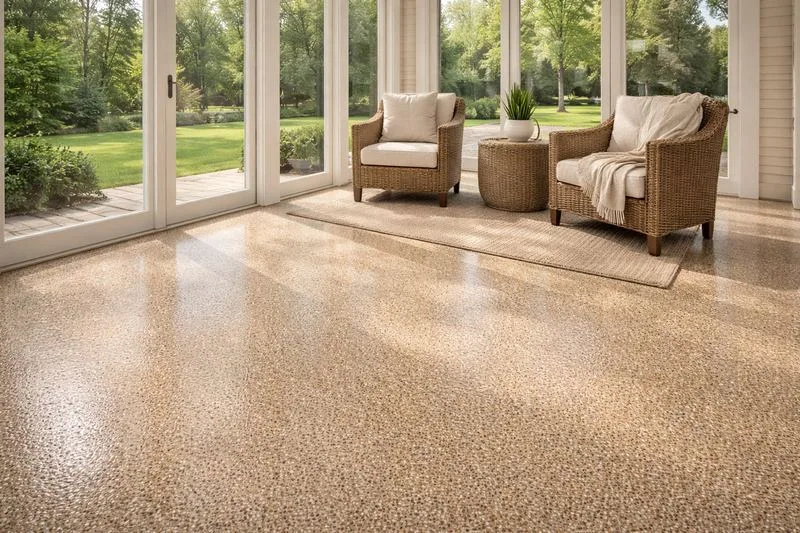 Durable value-tier epoxy floor in a Homestead workshop and garage
