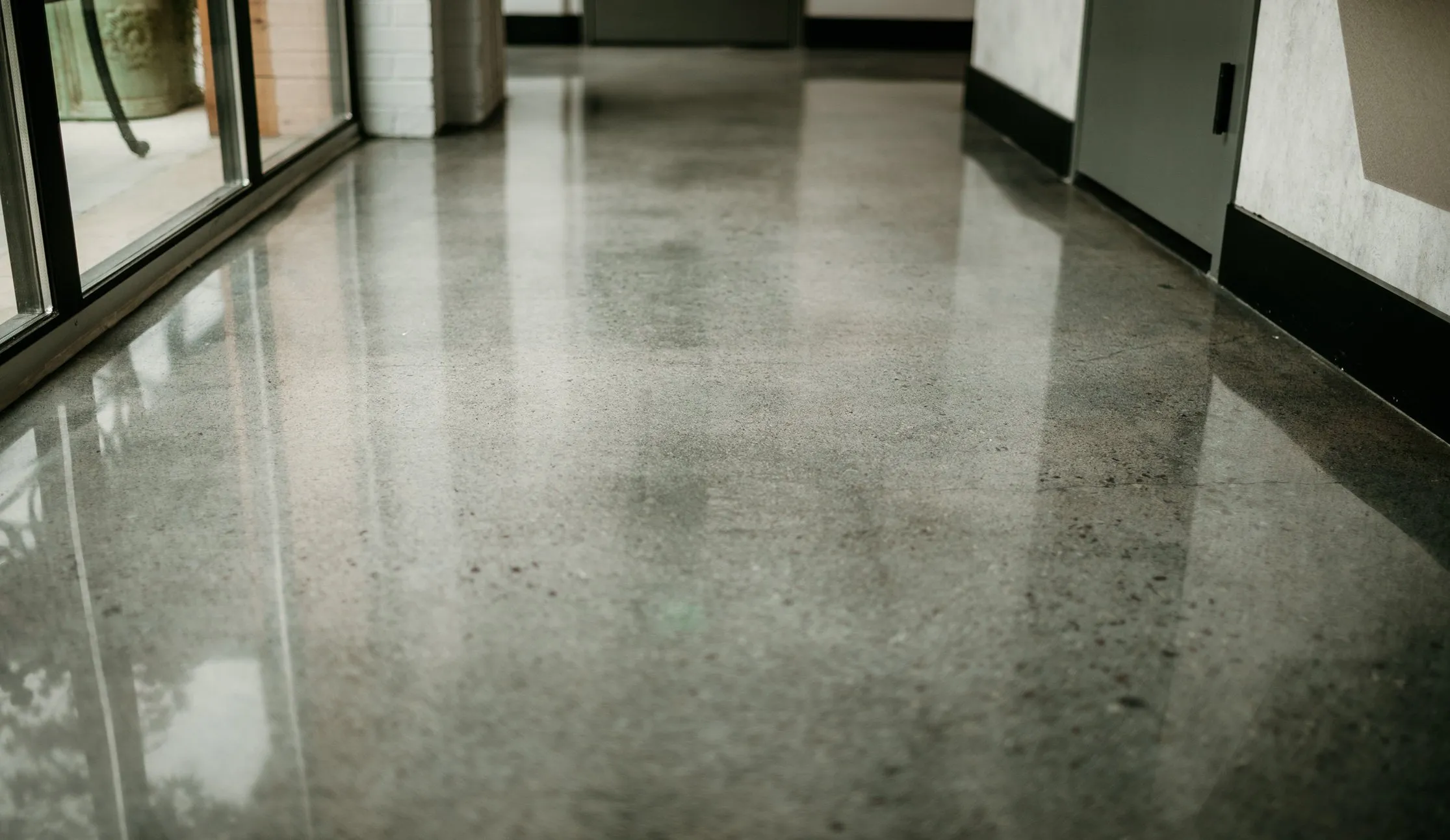 Polished concrete hallway floor Miami
