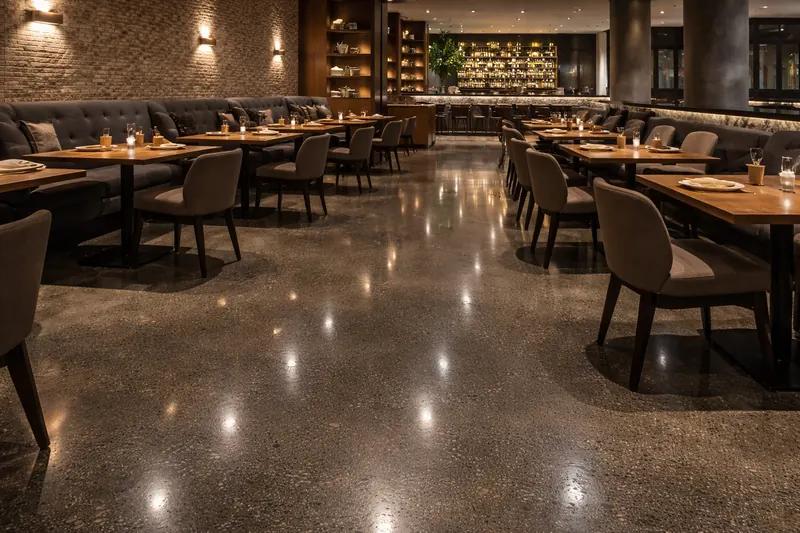 Polished concrete restaurant floor Miami